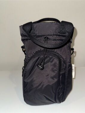 Women's Black Nylon Crossbody Water Bottle Bag with Top Handle